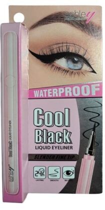Ashley Cool Black Liquid Eyeliner – Waterproof, Slender Fine Tip, 24‑Hour Lasting