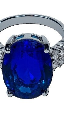 Blue Stone Zirconia Studded Silver Finger Ring