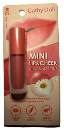 Cathy Doll Mini Lip & Cheek Nude Matte Tint #02 Bright Coral – Pigment‑Rich Multi‑Use Tint