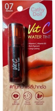 Cathy Doll Vit C Water Tint – Rich Pigment, Long‑Lasting Lip Tint (07 Almond)