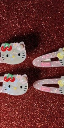 Hello Kitty Pearlescent Cherry Hair Clips Two Sets