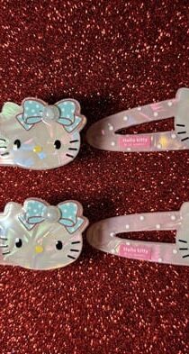 Hello Kitty Pearlescent Red Bow Hair Clips Two Sets
