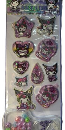 Kuromi Sanrio Characters 3D PVC Water 2 Pack Stickers And Beads