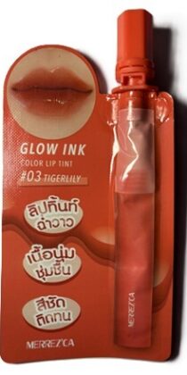 Merrez’ca Glow Ink Color Lip Tint #03 Tigerlily – Glossy Moist Lip Tint with Vivid Color
