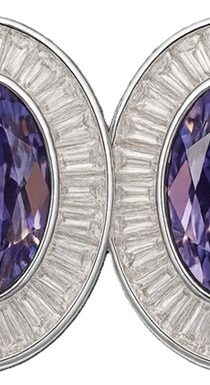Pure Silver Crystal Zirconia Oval Stud Earrings