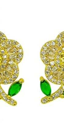 Pure Silver Gold Plated Multicolor Crystal Rhinestone Flower Drop Earrings