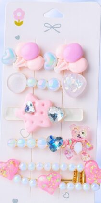 Teens Assorted Decorative Pink Love Charm Hair clips