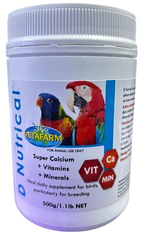 Vetafarm D Nutrical — Super Calcium + Vitamins & Minerals for Birds (500g)