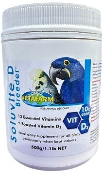 Vetafarm Soluvite D Breeder — Essential Vitamins + Boosted Vitamin D3 for Birds (500g)