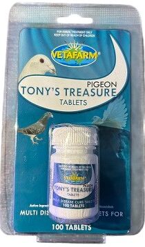 Vetafarm Pigeon Tony’s Treasure Tablets — Multi-Disease Cure for Pigeons (100 Tablets)